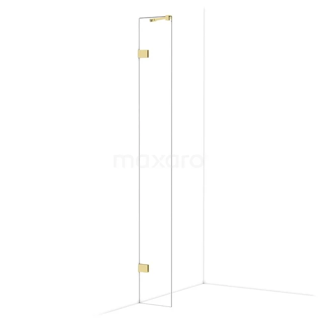 Diamant begehbare Dusche 30cm Kupfer glänzend Klarglas Festwand IDA03220GLG Glasdusch Tür mit goldfarbenen Scharnieren, elegantes Design, ideal für moderne Bäder.