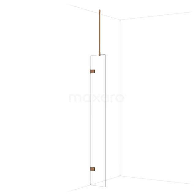Diamond Walk-in shower | 30 cm Glanzend koper Clear glass Fixed wall IDA03720GKP