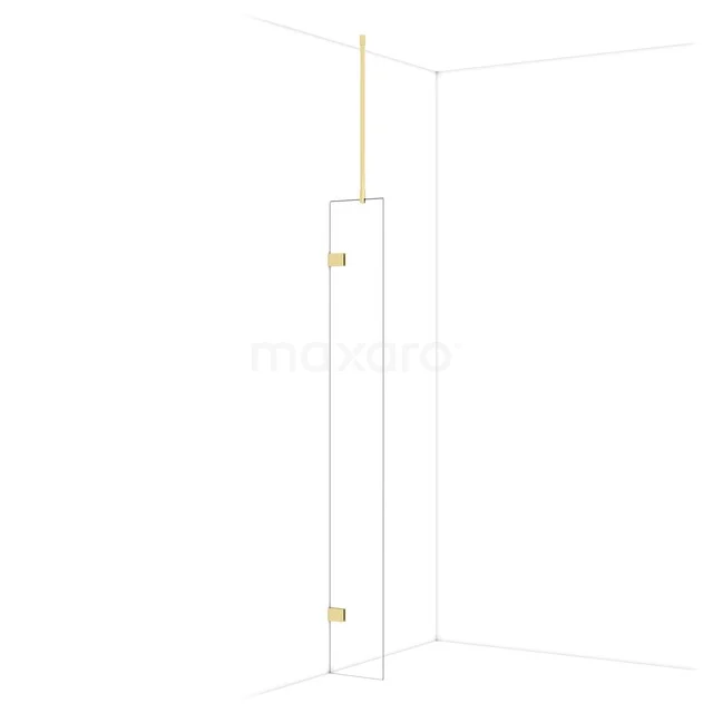 Glas Duschwand mit goldfarbener Beschläge, minimalistisches Design, ideal für ein stilvolles Badezimmer.