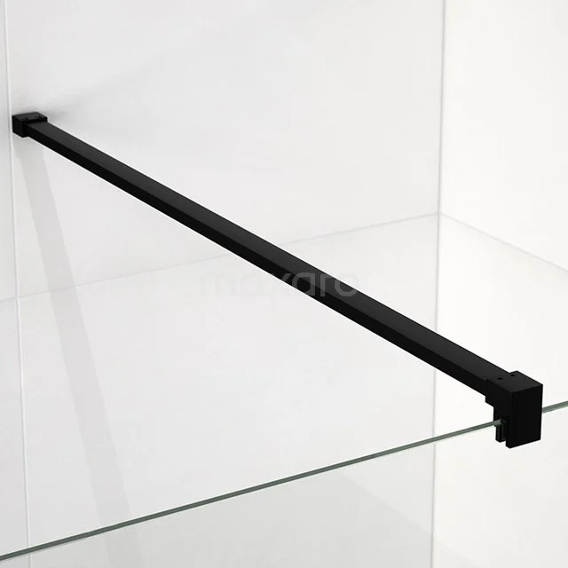 Black towel holder in minimalist design, matte finish, ideal for modern bathroom. Made of sturdy metal.
