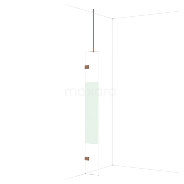 Glas Duschwand mit Matt Weiß Paneel und Gold Details, ideal für Luxus Bäder, hergestellt aus langlebigem Sicherheitsglas.