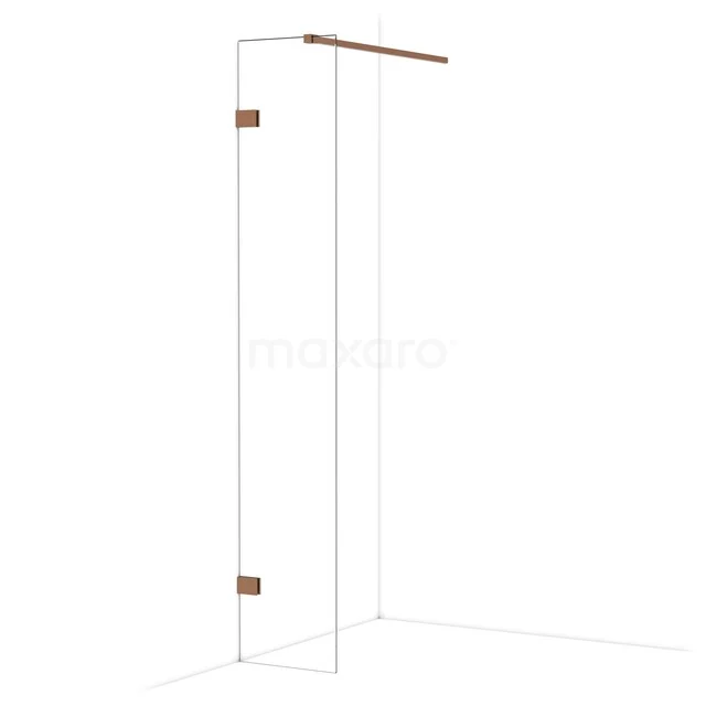 Diamond Walk-in shower | 40 cm Glanzend koper Clear glass Fixed wall IDA04120GKP