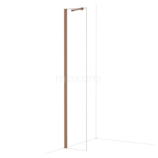 Diamond Walk-in shower | 40 cm Shiny copper Clear glass Fixed wall IDA04210GKP Douchewand in helder glas met een stijlvol koperkleurig profiel, perfect voor een moderne badkamer inrichting.