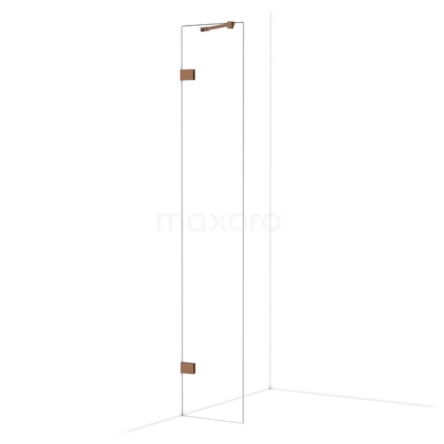 Diamond Walk-in shower | 40 cm Glanzend koper Clear glass Fixed wall IDA04220GKP