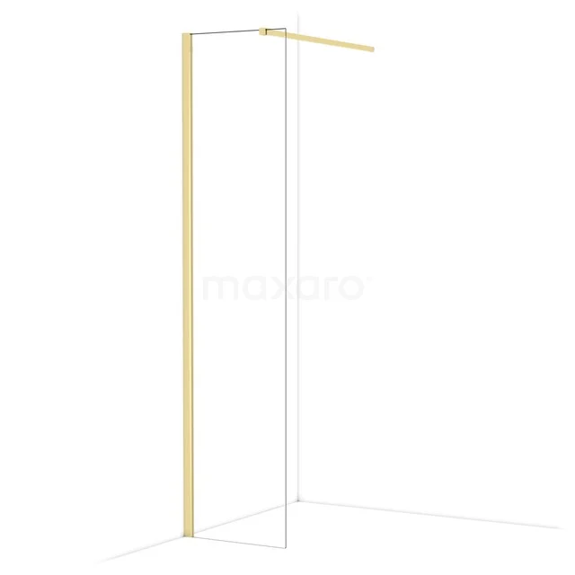 Duschwand mit goldfarbenem Rahmen, minimalistisches Design, perfekt als moderne Badezimmerlösung.