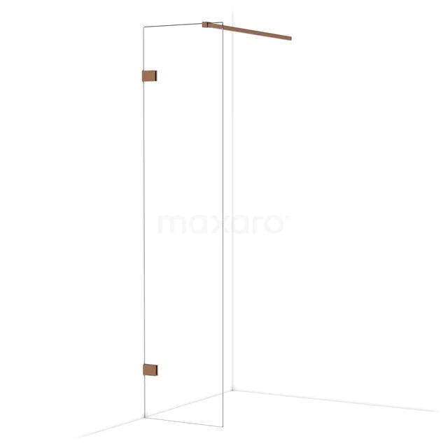 Diamond Walk-in shower | 50 cm Glanzend koper Clear glass Fixed wall IDA05120GKP