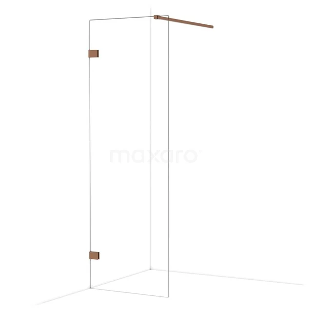 Diamond Walk-in shower | 70 cm Glanzend koper Clear glass Fixed wall IDA07120GKP