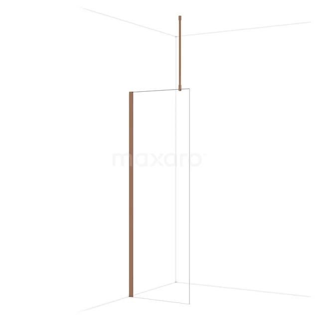 Diamond Walk-in shower | 70 cm Glanzend koper Clear glass Fixed wall IDA07710GKP