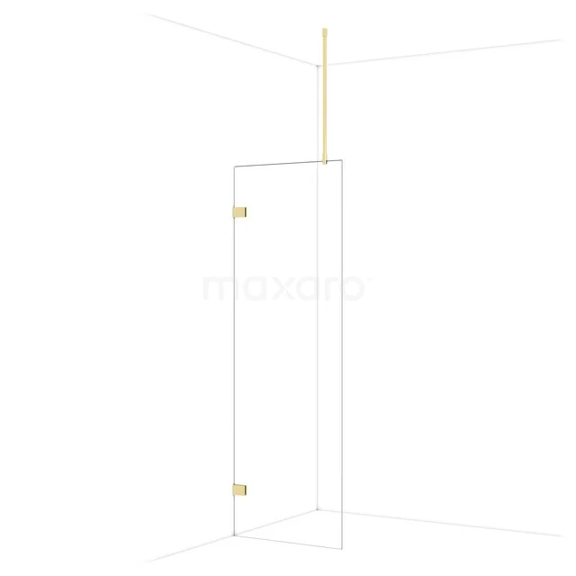 Diamond Walk-in shower | 70 cm Glanzend lichtgoud Clear glass Fixed wall IDA07720GLG