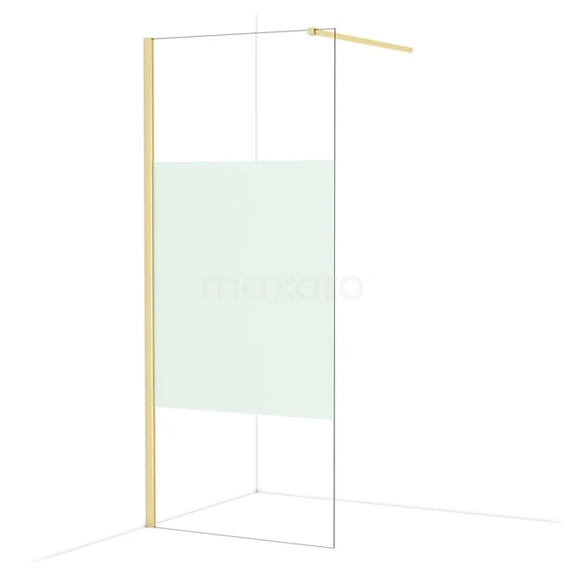 Diamond Walk-in shower | 90 cm Glanzend lichtgoud Clear with matt strip Fixed wall IDA09113GLG