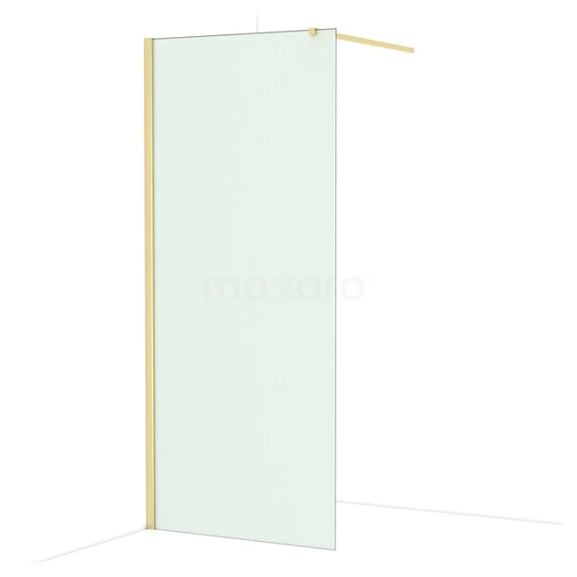 Diamond Walk-in shower | 90 cm Shiny light gold Frosted glass Fixed wall IDA09117GLG Glass walk-in shower with gold-coloured profile, modern design for a luxurious bathroom appearance.