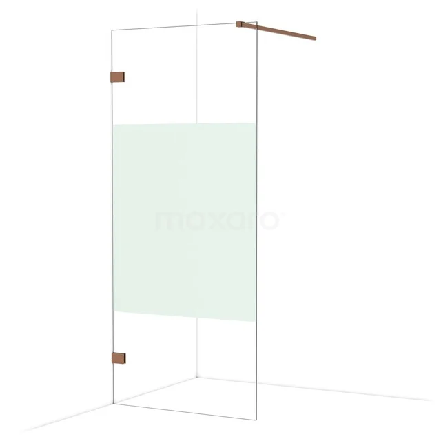Glas Duschwand mit Matt Weiß Mittelteil und bronzefarbenen Scharnieren, ideal für moderne Badezimmergestaltung.