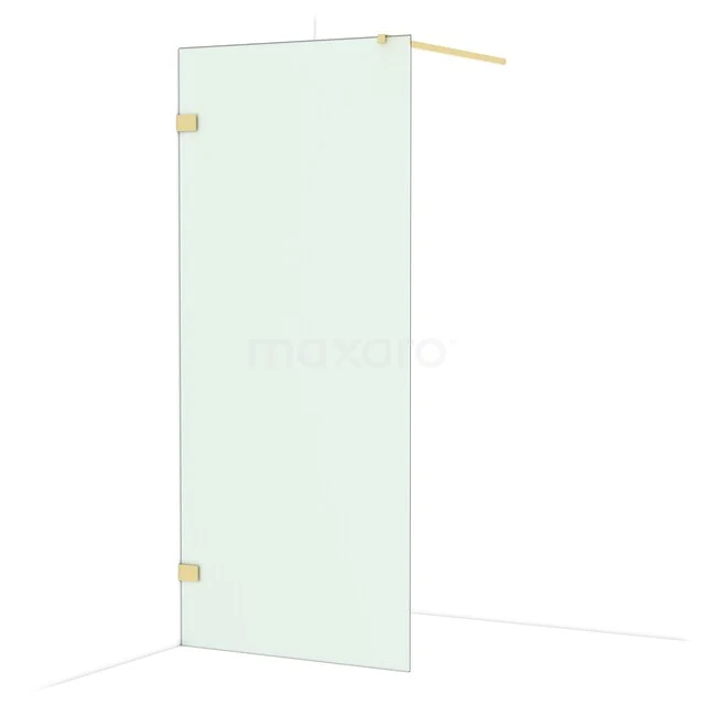 Diamond Walk-in shower | 90 cm Shiny light gold Frosted glass Fixed wall IDA09127GLG Glass shower wall with gold-coloured hinges, clear safety glass and modern design for a stylish bathroom.