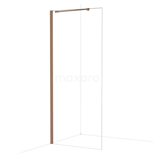 Diamond Walk-in shower | 90 cm Glanzend koper Clear glass Fixed wall IDA09210GKP