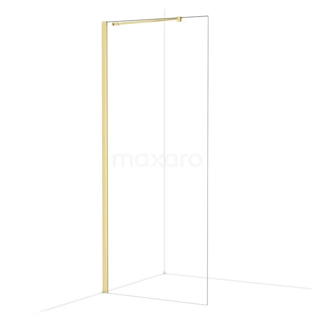 Diamond Inloopdouche | 90 cm Glanzend lichtgoud Helder glas Vaste wand IDA09210GLG