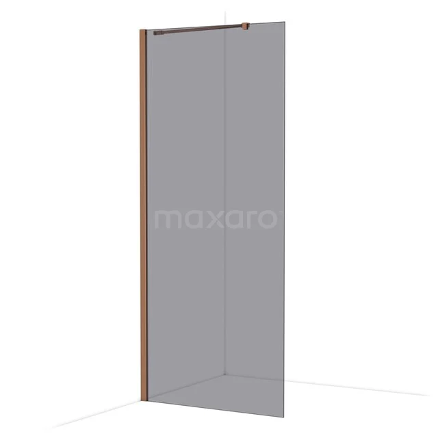 Diamond Walk-in shower | 90 cm Glanzend koper Smoke glass Fixed wall IDA09211GKP