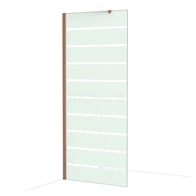Diamond Inloopdouche | 90 cm Glanzend koper Helder met matte strepen Vaste wand IDA09216GKP