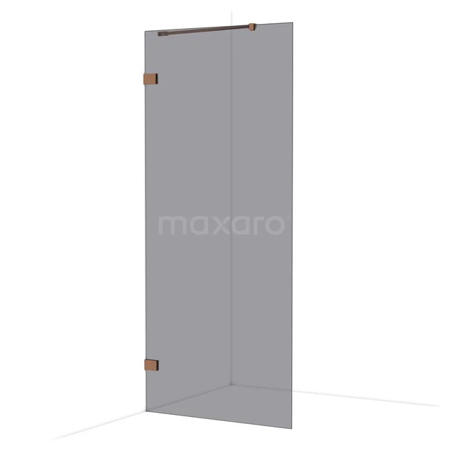 Glazen douchewand met hoekmontage, transparant design, roestvrijstalen scharnieren, ideaal voor een moderne badkamer.