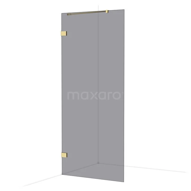 Diamond Walk-in shower | 90 cm Glanzend lichtgoud Smoke glass Fixed wall IDA09221GLG