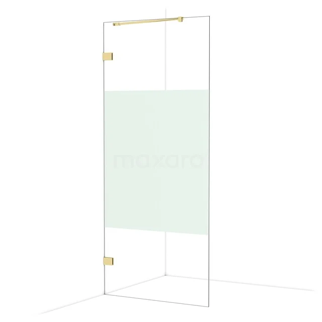 Diamond Inloopdouche | 90 cm Glanzend lichtgoud Helder met matte strook Vaste wand IDA09223GLG