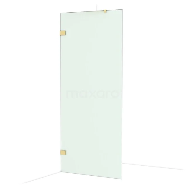 Diamond Walk-in shower | 90 cm Glossy light gold Frosted glass Fixed wall IDA09227GLG Glazen douchedeur met goudkleurige scharnieren, strak design voor moderne badkamers.
