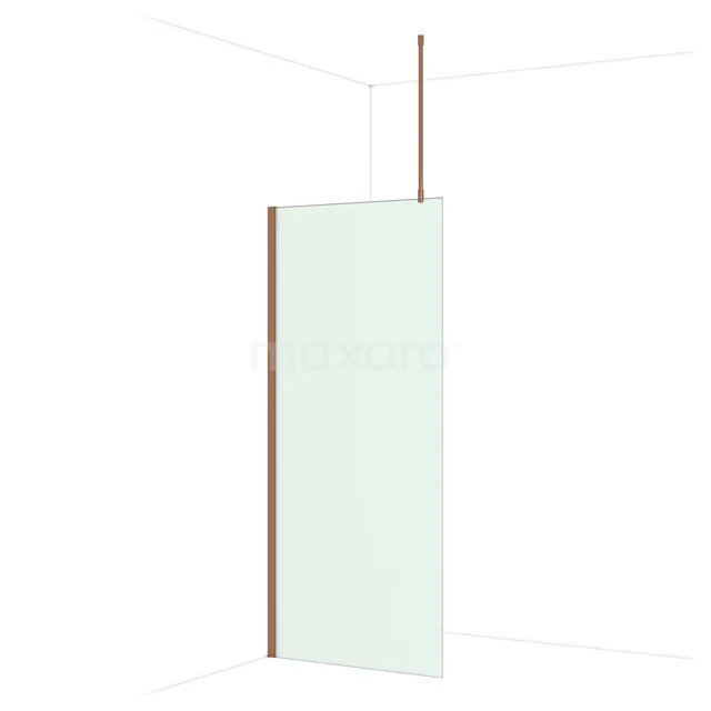 Diamond Walk-in shower | 90 cm Shiny copper Frosted glass Fixed wall IDA09717GKP Glazen douchewand met mat chroom profiel, recht design uit moderne collectie. Perfect voor een stijlvolle badkamer.