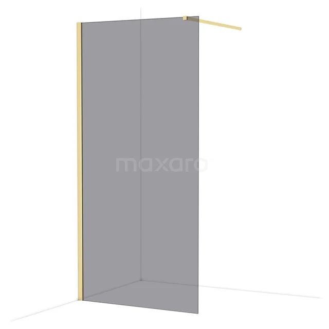 Matte glazen douchewand met messing afwerking, strak design, perfecte toevoeging voor een moderne badkamer.