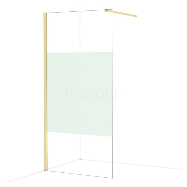 Diamond begehbare Dusche | 100 cm Glänzendes Hellgold Feste Wand IDA10113GLG Glas Duschwand mit Matt Weiß Aufkleber, Messing Profil und minimalistischem Design. Perfekt für ein stilvolles Badezimmer.