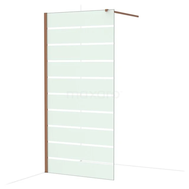 Diamond Inloopdouche | 100 cm Glanzend koper Helder met matte strepen Vaste wand IDA10116GKP Diamond Inloopdouche | 100 cm Glanzend koper Helder met matte strepen Vaste wand IDA10116GKP