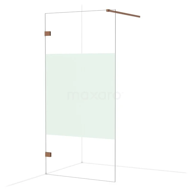 Diamond begehbare Dusche | 100 cm Glänzendes Kupfer Feste Wand IDA10123GKP Glas Duschwand mit mattem Mittelpaneel, schlankem Design, Messingdetails und ideal für moderne Badezimmergestaltungen.