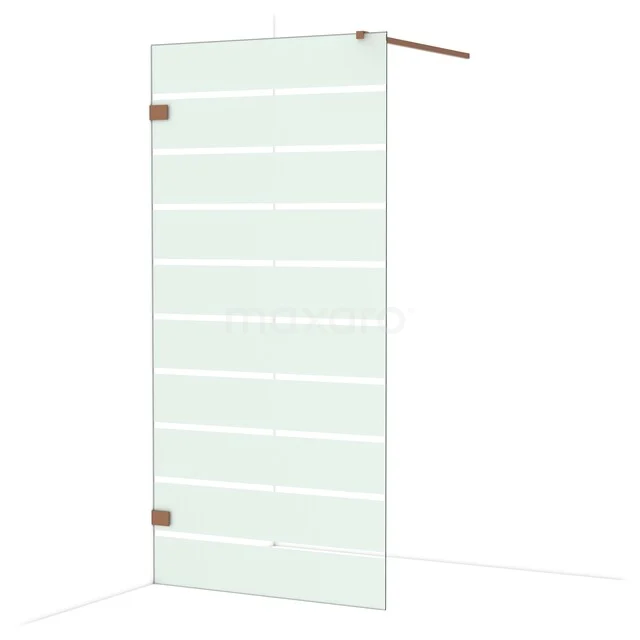 Glasene Duschwand mit Matt Weiß Streifen, komplett mit chromatischen Befestigungen und Stabilisationsstange, ideal für moderne Bäder.