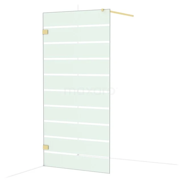 Glass shower door, clear glass with gold fittings, modern design; ideal for a stylish bathroom upgrade.