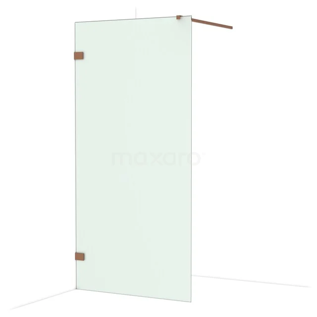 Diamond Walk-in shower | 100 cm Shiny copper Frosted glass Fixed wall IDA10127GKP Glazen douchewand met helder glas en metalen scharnieren, ideaal voor een moderne badkamerinrichting.