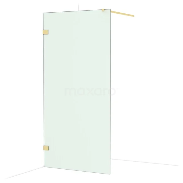 Glas Duschwand mit goldfarbenen Scharnieren, modernes Design, ideal für eine stilvolle Badezimmer Einrichtung.