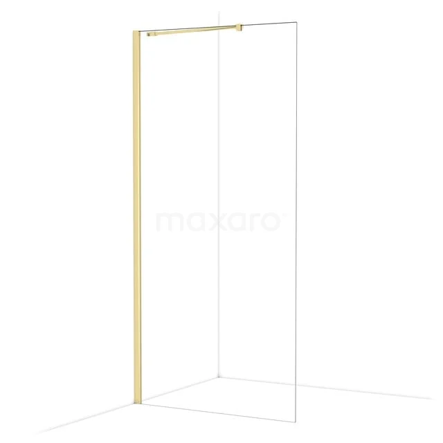 Diamond begehbare Dusche | 100 cm Glänzendes Hellgold Feste Wand IDA10210GLG Duschwand mit goldfarbenem Profil, minimalistisches Design und Klarglas, ideal für ein modernes Badezimmer.