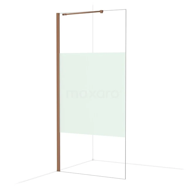 Diamond Begehbare Dusche 100 cm Kupfer glänzend Klar mit Mattstreifen Festwand IDA10213GKP Duschwand mit kupferfarbigem Rahmen, Klarglas mit mattem Mittelstück, modernes Design für stilvolle Bäder.