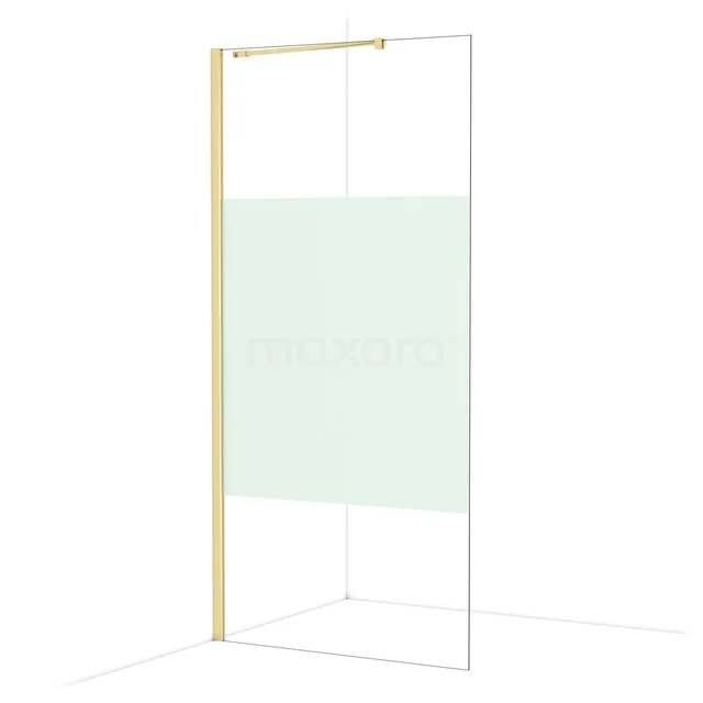 Diamond Inloopdouche | 100 cm Glanzend lichtgoud Helder met matte strook Vaste wand IDA10213GLG Diamond Inloopdouche | 100 cm Glanzend lichtgoud Helder met matte strook Vaste wand IDA10213GLG