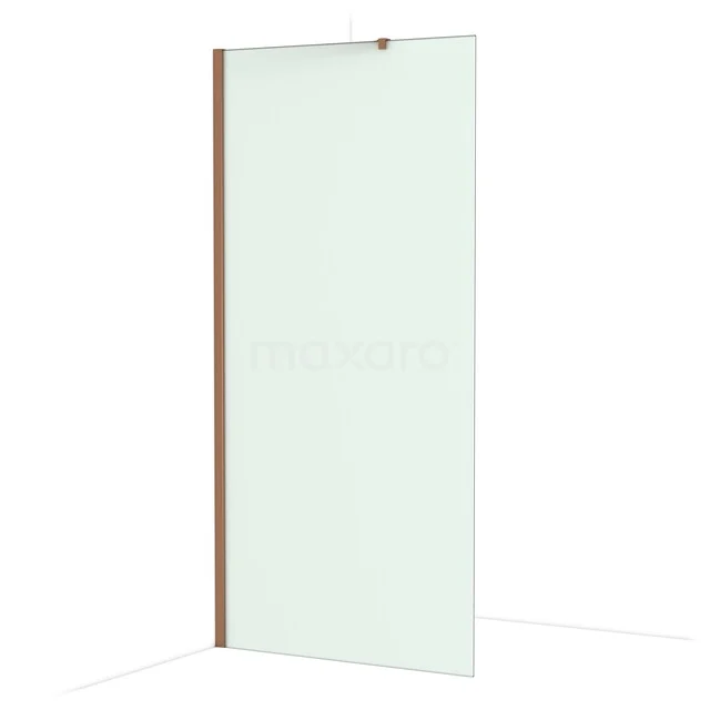 Diamond Walk-in shower | 100 cm Shiny copper Frosted glass Fixed wall IDA10217GKP Douchewand helder glas met houten profiel, modern design, ideaal voor stijlvolle badkamerinrichting.