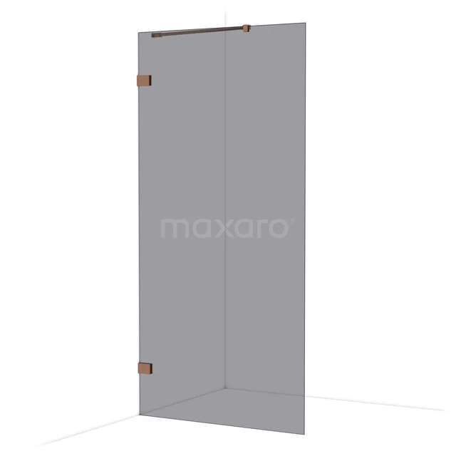 Begehbare Dusche mit Klarglas, schwarzen Metallscharnieren und minimalistischem Design, ideal für einen modernen Badezimmerstil.