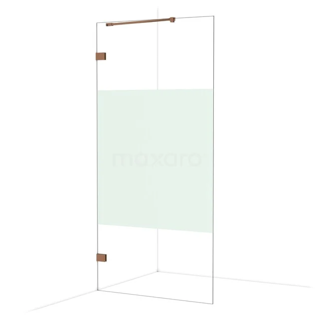 Diamond Inloopdouche | 100 cm Glanzend koper Helder met matte strook Vaste wand IDA10223GKP