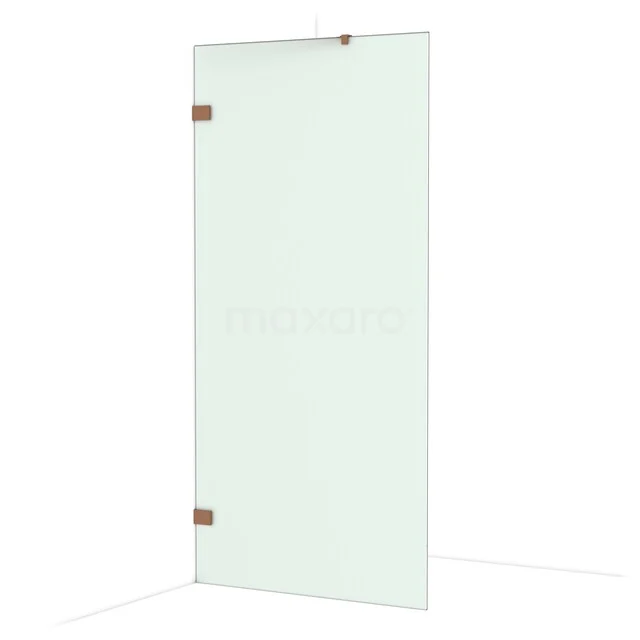 Glass shower door with clear safety glass, chrome hinges, perfect for a modern bathroom.