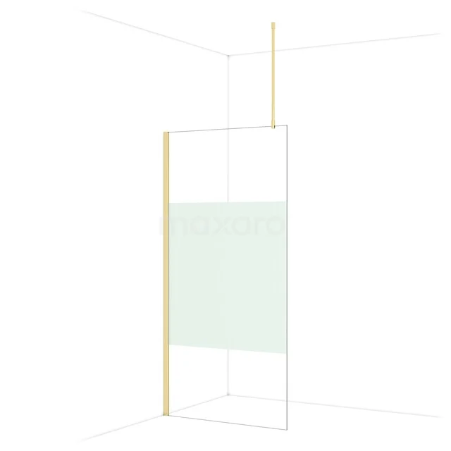 Diamond Inloopdouche | 100 cm Glanzend lichtgoud Helder met matte strook Vaste wand IDA10713GLG