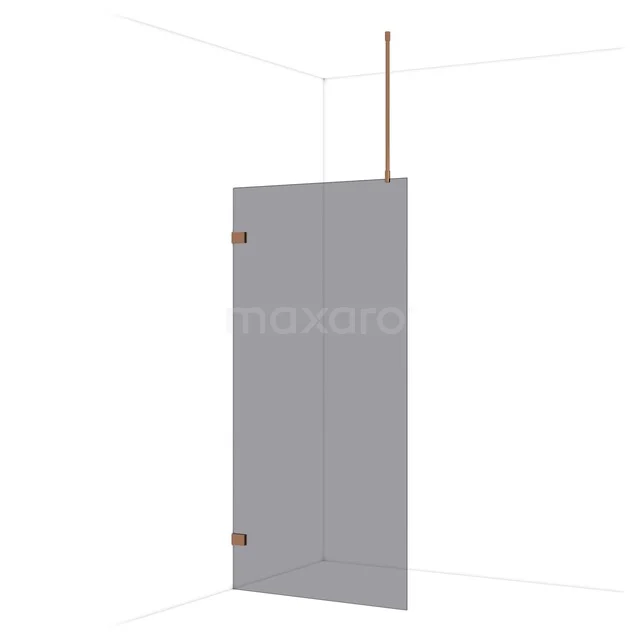 Diamond Walk-in shower | 100 cm Glanzend koper Smoke glass Fixed wall IDA10721GKP