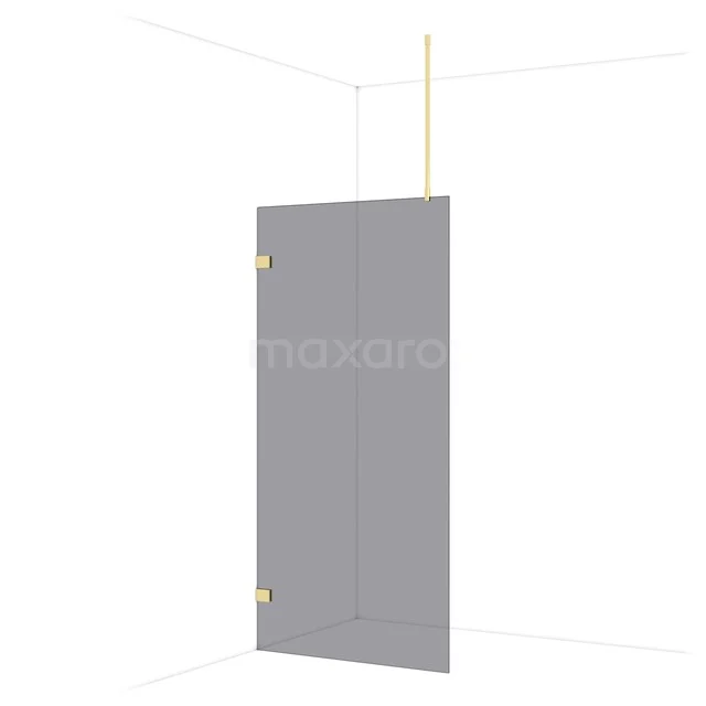Diamond Walk-in shower | 100 cm Glossy light gold Smoke glass Fixed wall IDA10721GLG Glazen douchewand met goudkleurige details, minimalistisch design, perfect voor een moderne badkamerinrichting.
