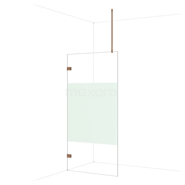 Diamond Walk-in shower | 100 cm Glanzend koper Clear with matt strip Fixed wall IDA10723GKP