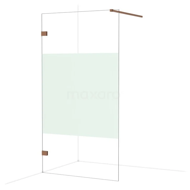 Diamond Walk-in shower | 110 cm Glanzend koper Clear with matt strip Fixed wall IDA11123GKP