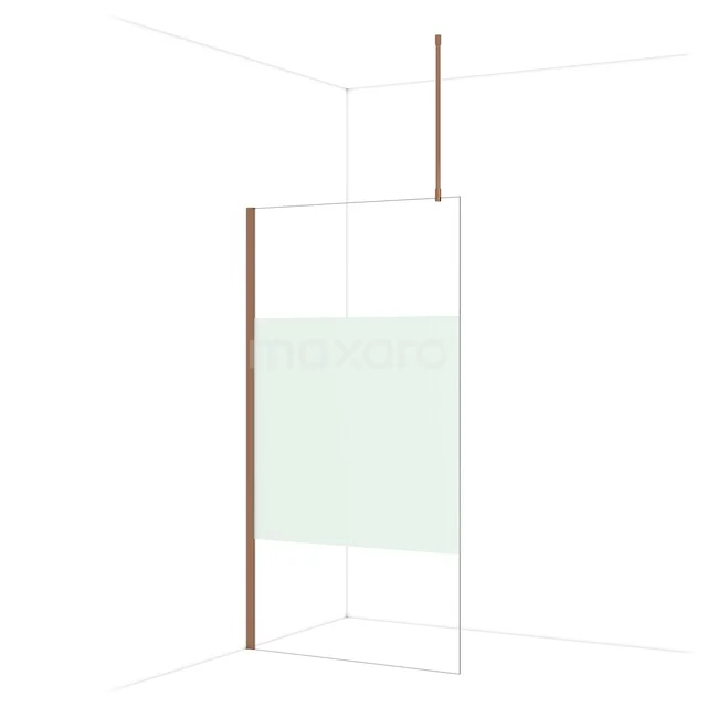 Diamond Walk-in shower | 110 cm Glanzend koper Clear with matt strip Fixed wall IDA11713GKP