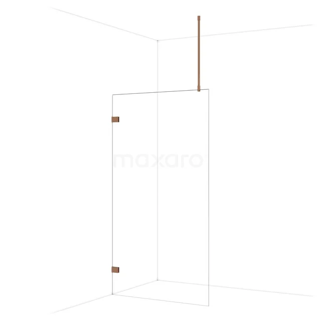 Diamond Walk-in shower | 110 cm Glanzend koper Clear glass Fixed wall IDA11720GKP