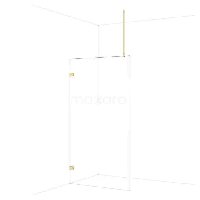 Glasbegehbare Dusche mit goldfarbenen Details, schlankem Design und modernem Erscheinungsbild für eine stilvolle Badezimmergestaltung.