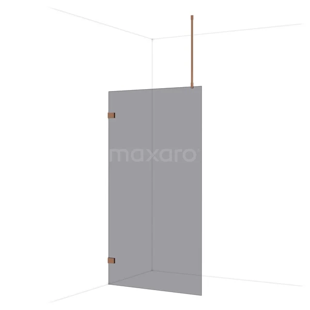 Diamond Walk-in shower | 110 cm Glanzend koper Smoke glass Fixed wall IDA11721GKP